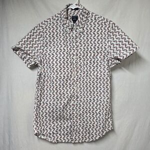 MENS J.CREW SLIM FLEX WASHED BIRD PRINT BUTTON DOWN SHIRT SIZE SMALL